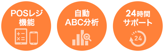 POSレジ機能・自動ABC分析・24時間サポート